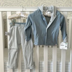 NWT Little Planet Carters reversible blue stripe hoodie pants set size 12 months